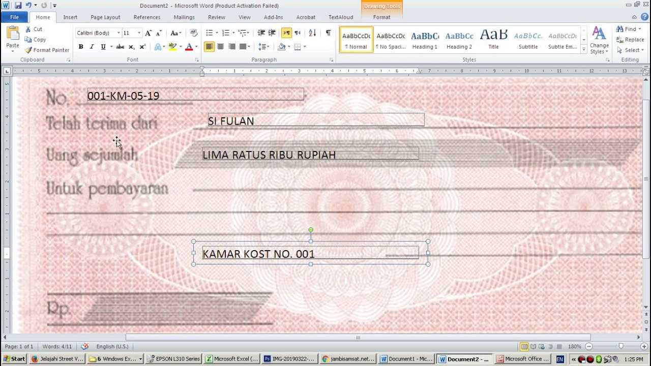 Format Print Kwitansi Paperline