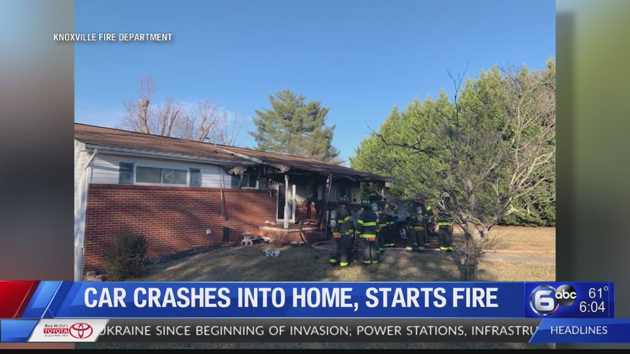 Car crashes into home, starts fire - YouTube