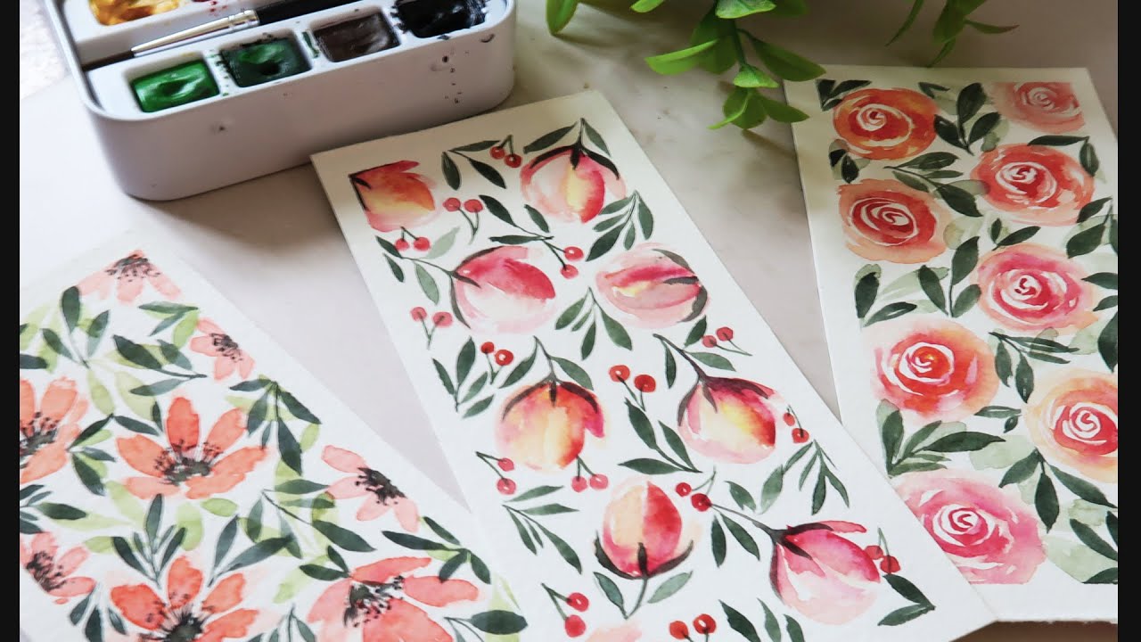 Paper Bookmarks Watercolour Flower Collection Simple Design