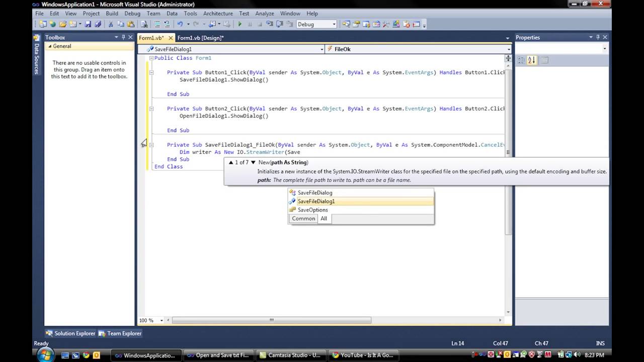 How to Open and Save Text Files in Visual Basic 2010 - YouTube