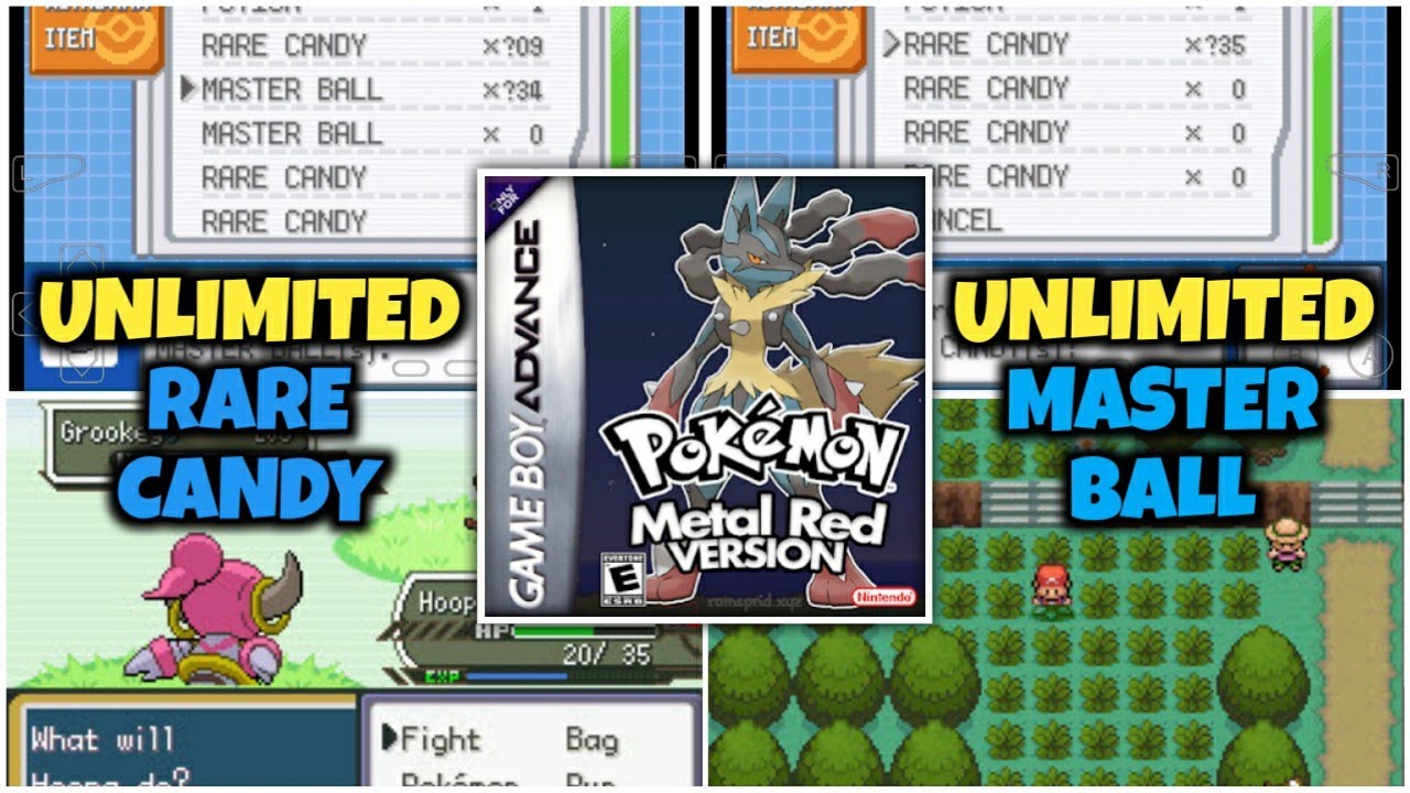 Pokemon Metal Red Cheats, Unlimited Rare Candey, Unlimited