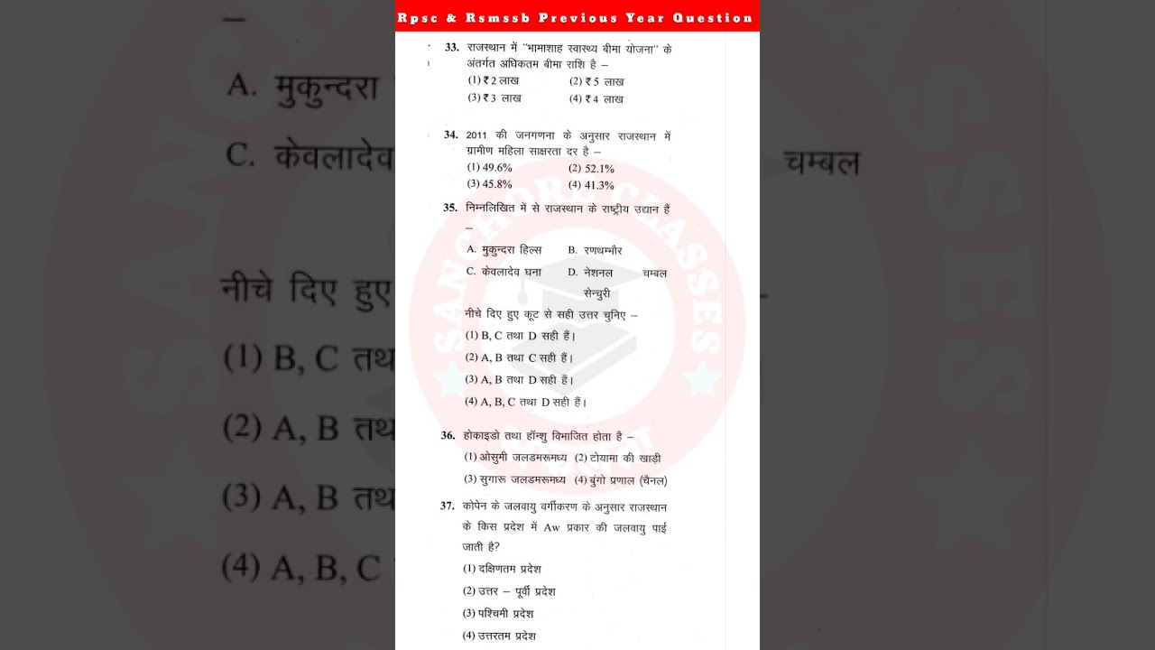 Rpsc & rsmssb previous year question papers 