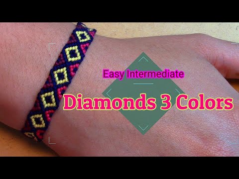 Friendship Bracelet: Diamonds 3 Colors (easy intermediate) 