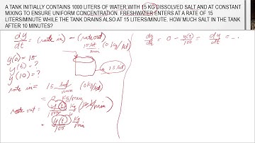Constant Volume Decreasing Concentration Mixture Problem First-Order Differential