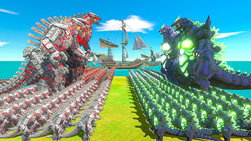 Growing Size Comparison : 2 vs 2 - Super Godzilla vs Mechagodzilla ! Animal Revolt Battle Simulator