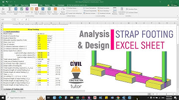 Design of Strap Beam Footing for 3 Columns (Two Eccentric & Central Concentric Footing) Excel Sheet