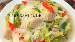 MASAK SAWI PUTIH DENGAN SOUN DAN BAKSO RASANYA SEPERTI MAKAN DI RESTO | Tumis Sawi Putih Soun Bakso