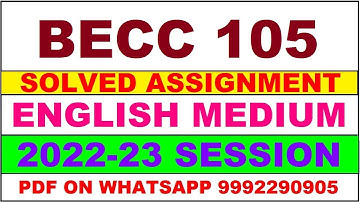 becc 105 solved assignment 2022-23 | becc 105 solved assignment in english 2022-2023 | becc 105 2023