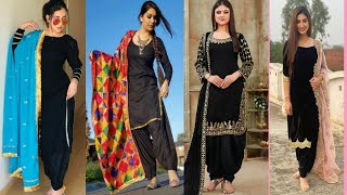 beautiful black colour Patiala salwar suit designd , Punjabi suits,black Patiala salwar suit designs screenshot 4