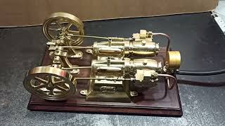 Raw Brass Twin-cylinder steam engine model - PSE
