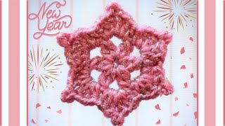 Crochet Snowflake for Beginners Only Two Rounds (CC in English)
