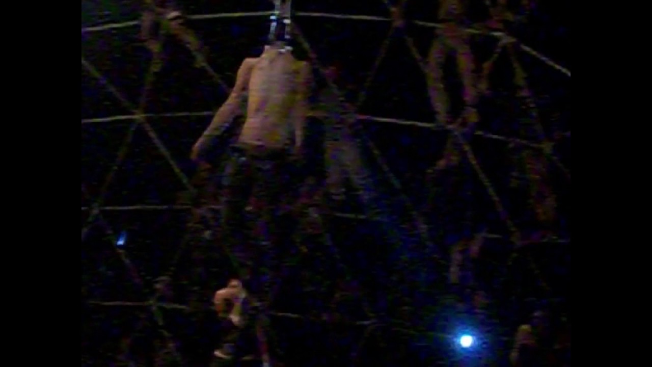 Human suspension and swinging with chest hooks wasteland 2016