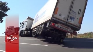 TIR'ın devrilmesini 2 saat frene basarak önledi