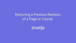 Restoring a Previous Revision
