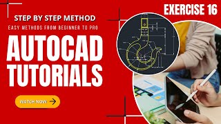 | Exercise 16 | AutoCAD For Beginners | Drawings with Solutions | Step by Step | Learn AutoCAD |