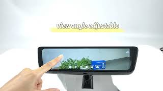 9.66 inch full display touch screen dvr mirror with dual cameras