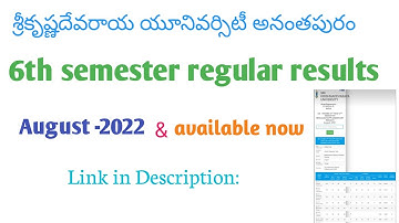 6th semester sku results 2022 Auguest | srikrishnadevaraya university