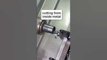 Cutting from the inside of metal with a lathe  #machine #cnc #lathe #process