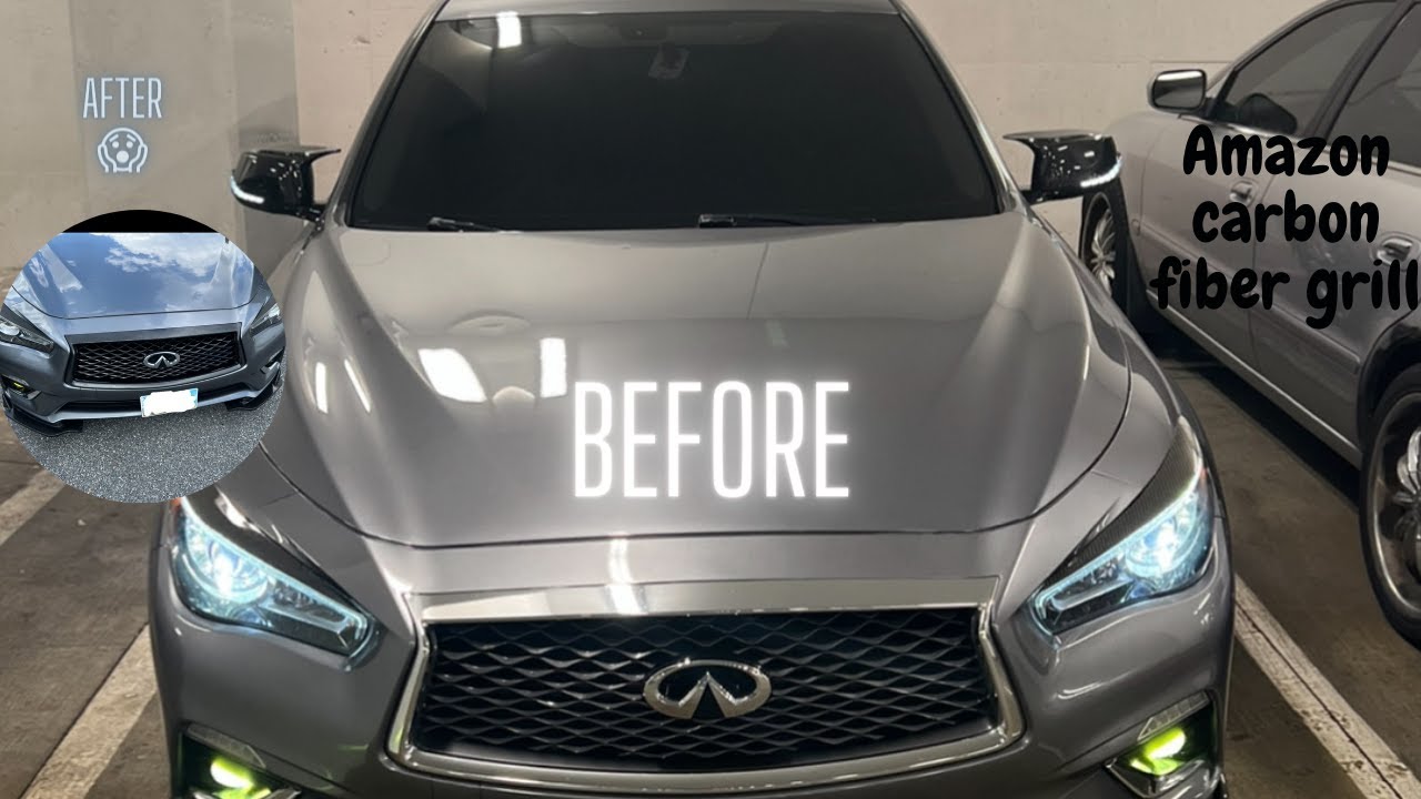 Amazon carbon fiber grill for my 2018 Q50 DIY *How to remove Q50 bumper