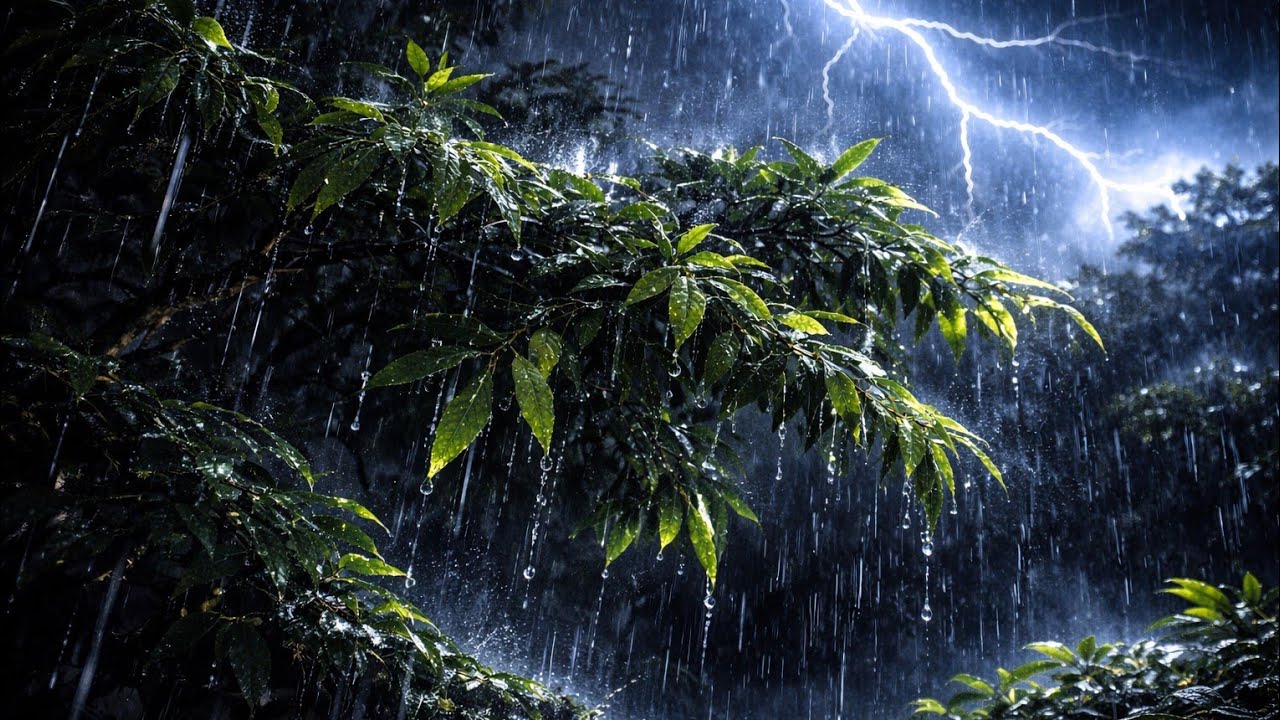 Heavy Rain & Distant Thunder Sounds for Deep Sleep | Night Rain Ambience