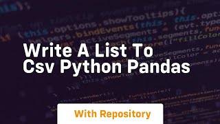 write a list to csv python pandas