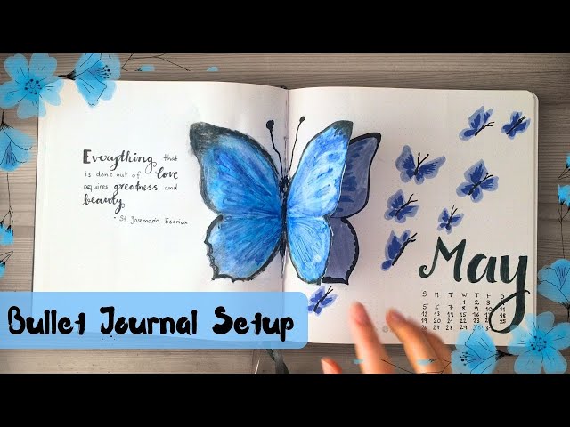 PWM May 2024: 3D Butterfly BuJo Theme Bullet Journal Setup in a SQUARE JOURNAL