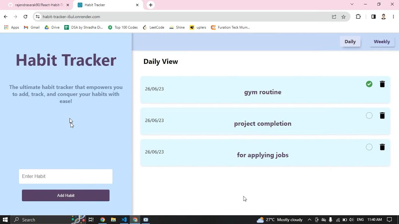 React-Habit-Tracker | Coding Ninjas Skill Test - YouTube