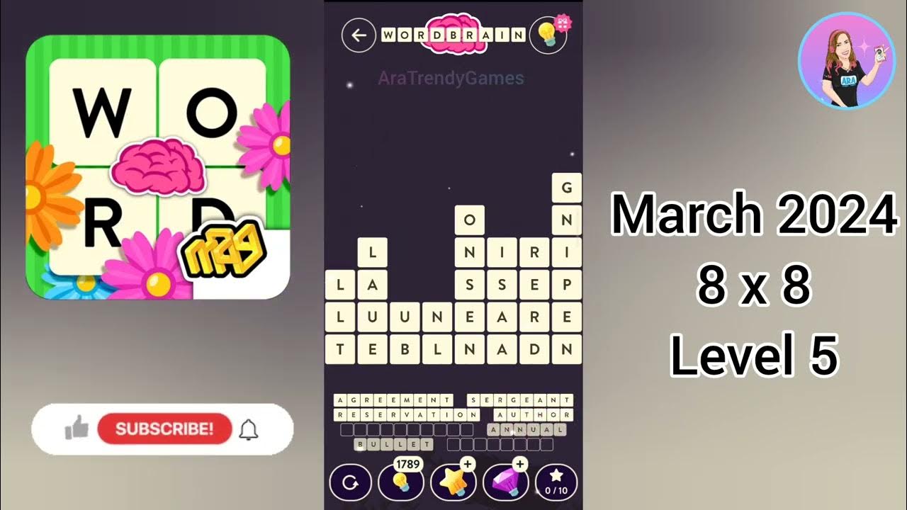 Wordbrain March 2024 8X8 Puzzles Level 5 Answers YouTube