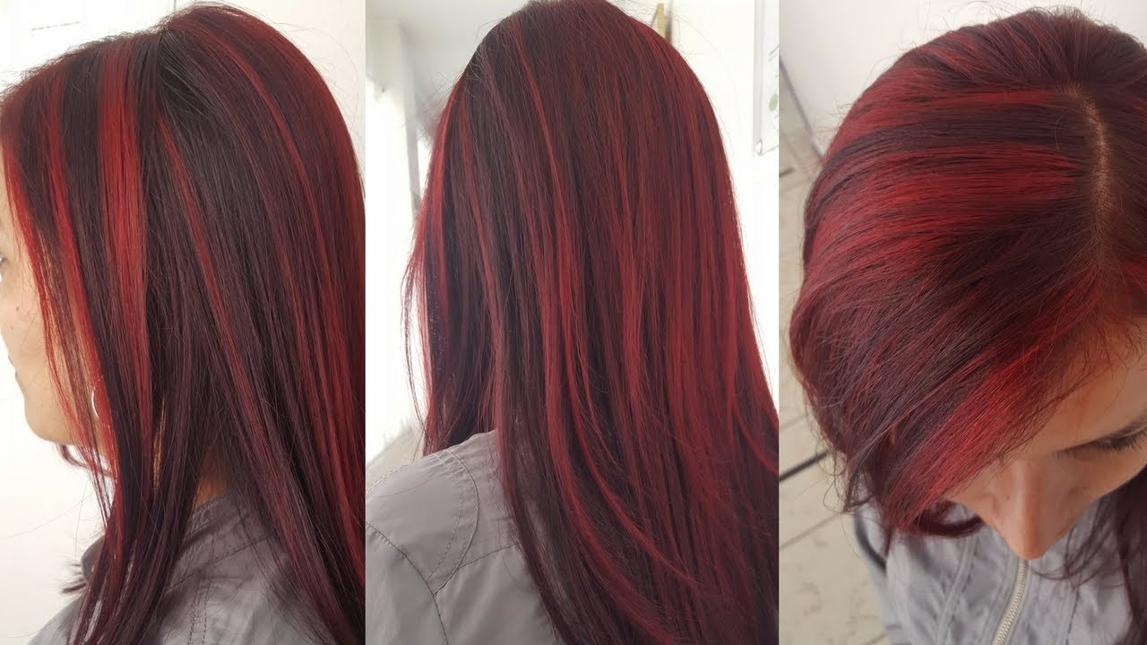 Mechas Rojas En Cabello Corto