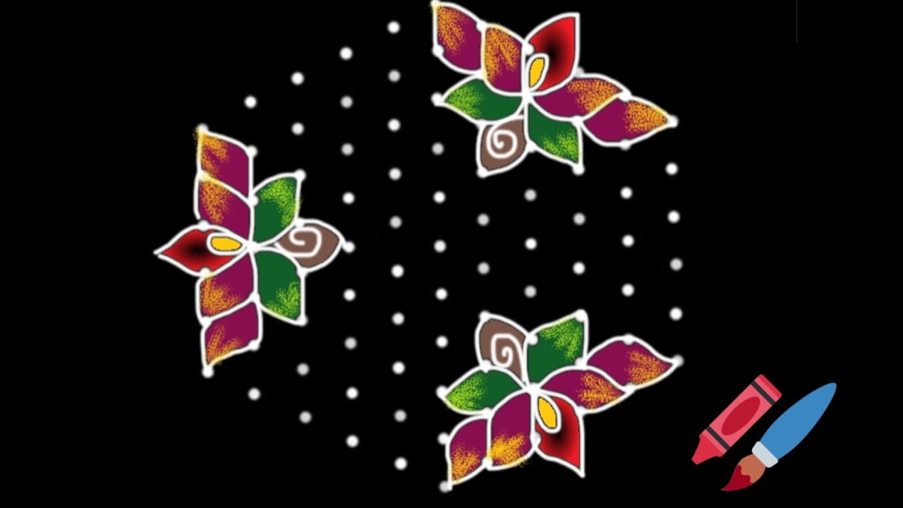  11*6 Dots Beautiful & Creative  Rangoli/Simple Diwali Rangoli/Sankranthi Muggulu/Friday Kolam