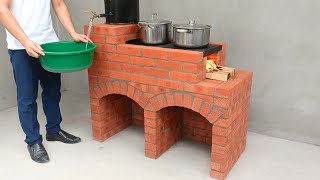 How to make a wood stove from bricks, with hot water system