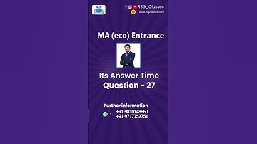 Q-27 | CUET Quiz Answer Revealed! 🎯 Did You Get It Right | RSG Classes | MA Eco Entrance Preparation