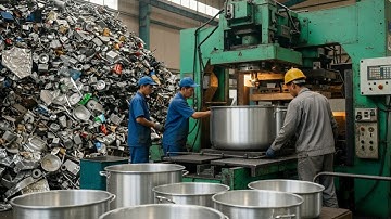 Incredible Factory Process of Turning Scrap Aluminum into the Biggest Cooking Pots.(Full Process)