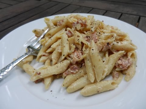 Penne Pasta with a Creamy Bacon Sauce - Easy Pasta Recipe