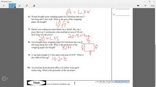 4th Grade Math Area and Perimeter Word Problems 2