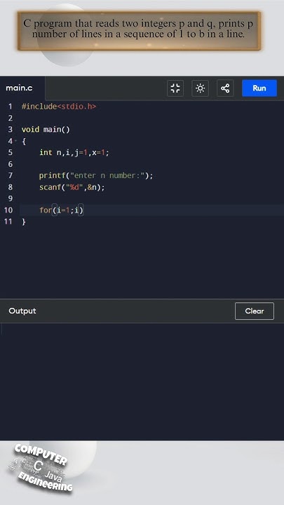 C program to read two integers p and q prints p number of lines in a ...