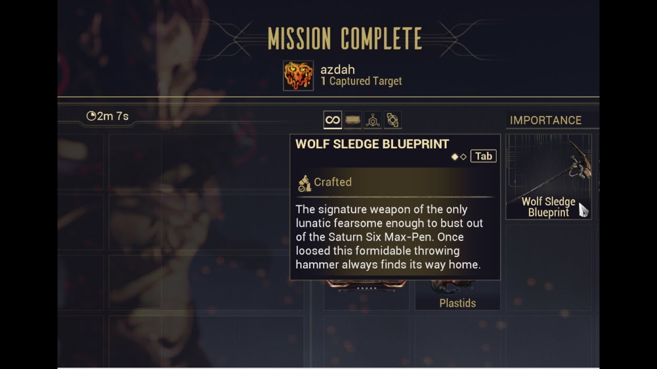 Warframe Wolf Sledge Speed run farm YouTube