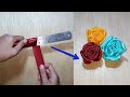 Amazing ribbon flower trick /easy rose making with scale / ribbon rose flower craft ideas