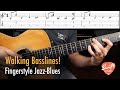 Fingerstyle Jazz Blues Guitar Lesson | Combining Rhythm & Walking Basslines