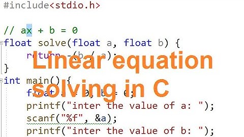 C Program To Solve Linear Equation