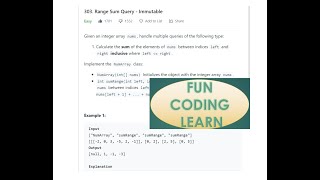 303  Range Sum Query   Immutable |array | leetcode 303 |Range Sum Query   Immutable| placement