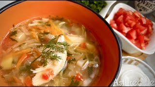 Самые вкусные Щи из свежей капусты - без зажарки - на курином бульоне 🍲🌶️🥬🧅🥕🥔