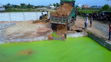 Amazing! Project LANDFILL by Great Team 5T Dump Trucks Unloading Soil & Dozer Pushing