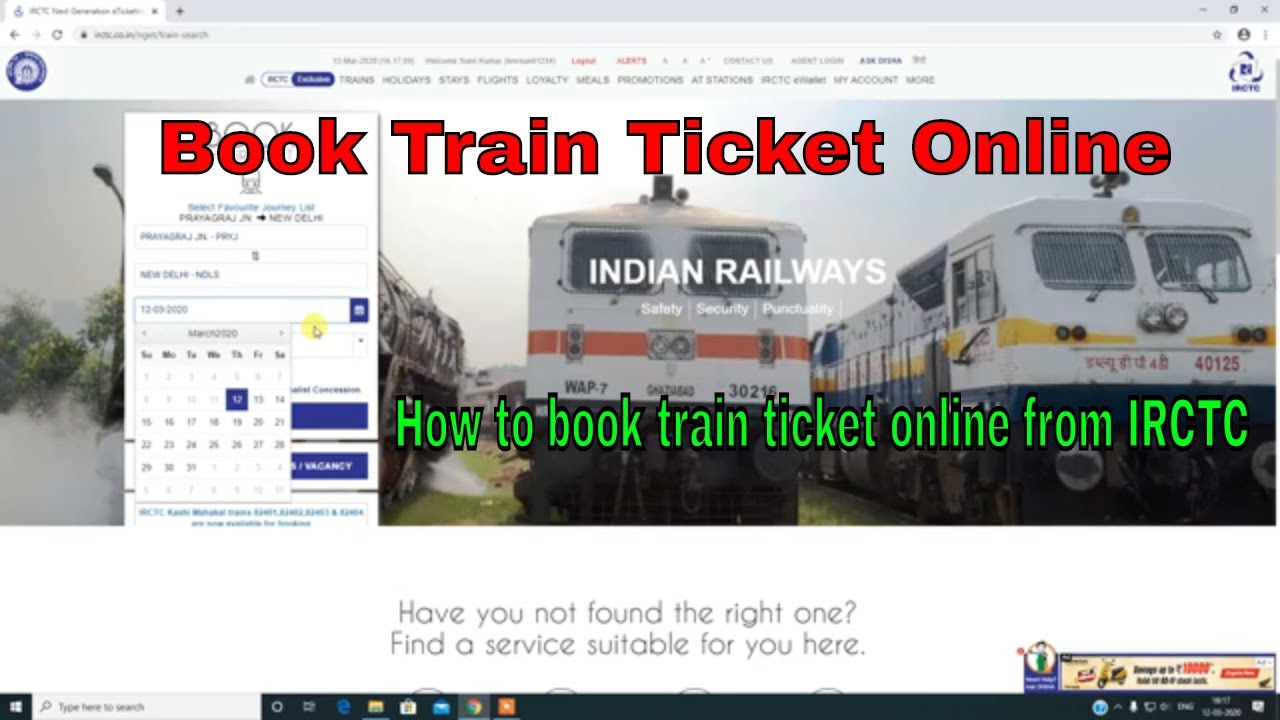 Book Train Ticket Online Indian Railway Ticket IRCTC