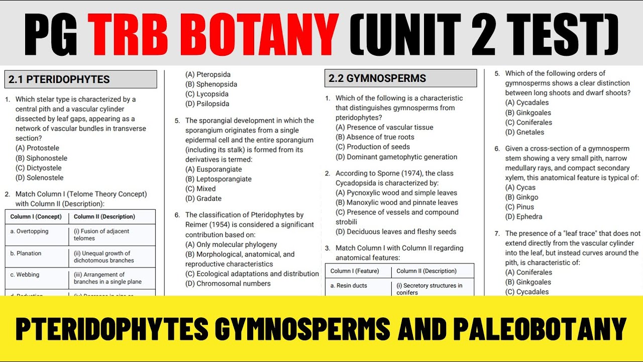 PG TRB Botany FREE Test Batch: Unit 2 Papers + Answer Key 🚀