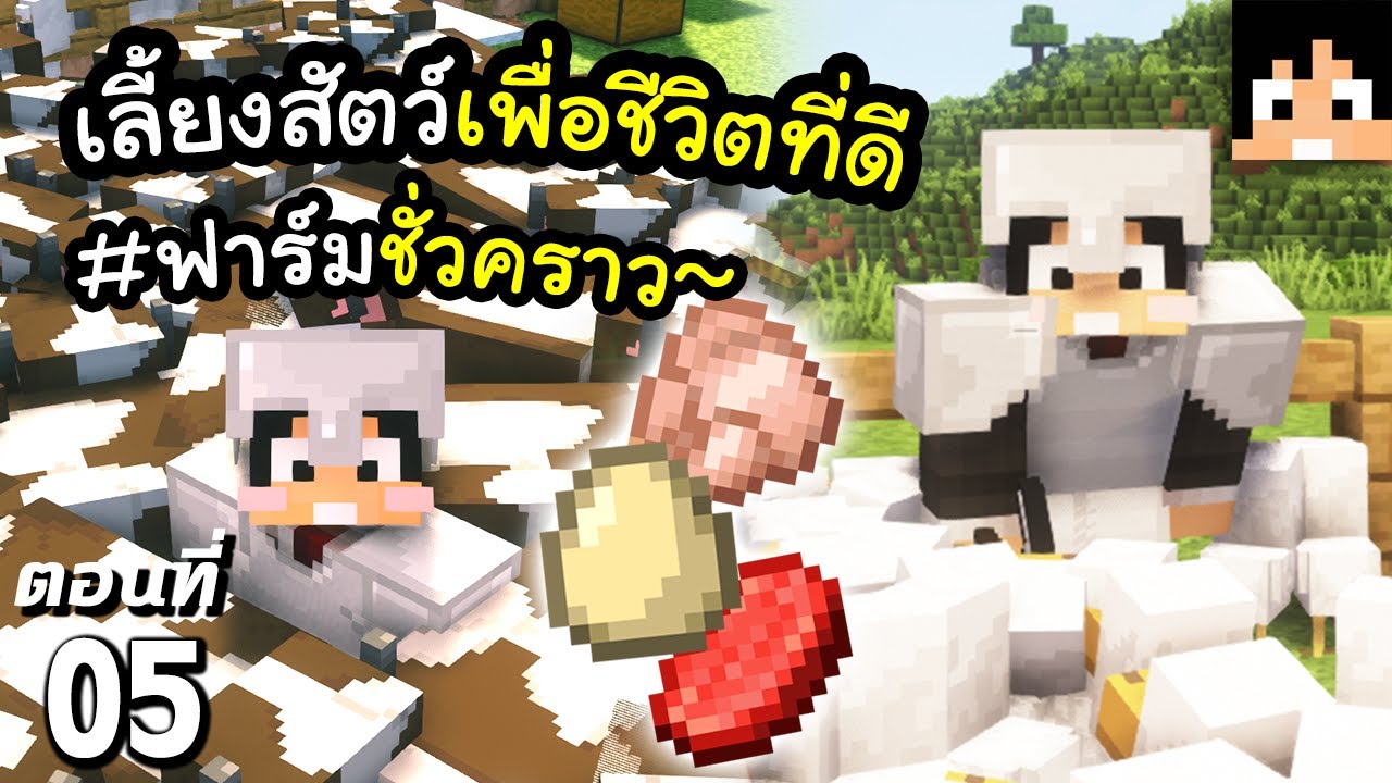 มา ย ครา ฟ 5  New 2022  สร้างฟาร์มสัตว์ชั่วคราว~ #5 มายคราฟ 1.18 | Minecraft เอาชีวิตรอดมายคราฟ