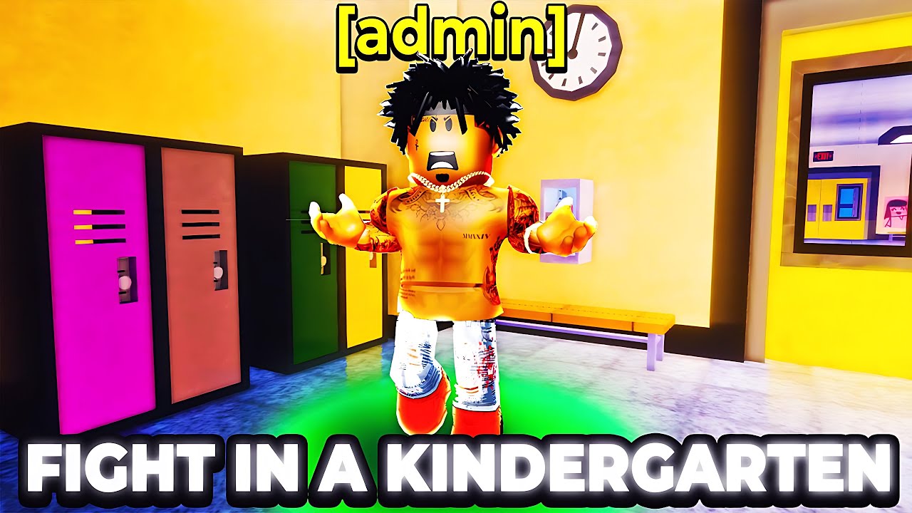 ADMIN TROLLING IN ROBLOX FIGHT IN A KINDERGARTEN