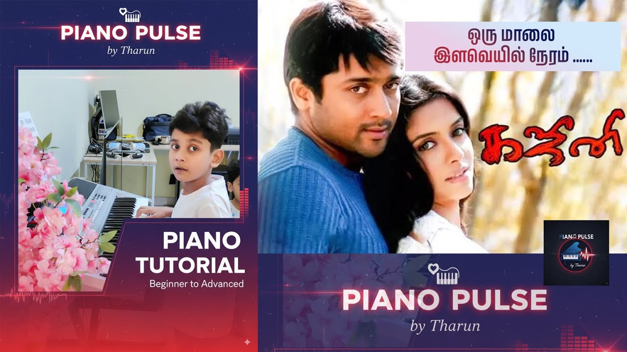 Oru Maalai Ilaveyil Neram – Piano Tutorial | Ghajini | Tamil Song Notes | Harris Jayaraj | Karthik