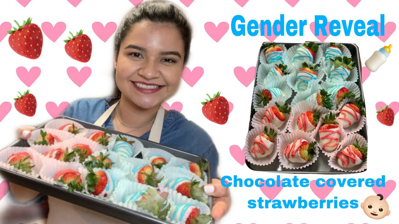 Easy to make chocolate covered strawberries Gender Reveal edition 🍓💗💙