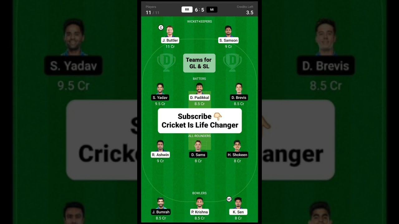 MI vs RR Dream11 Teams || IPL 44th Match 2022 || MI vs RR